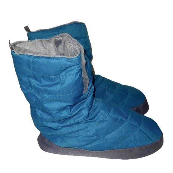 REI Duck Down Booties Slippers Women Size Medium 7-8 Blue Fleece Lined Camping - Picture 2 of 4